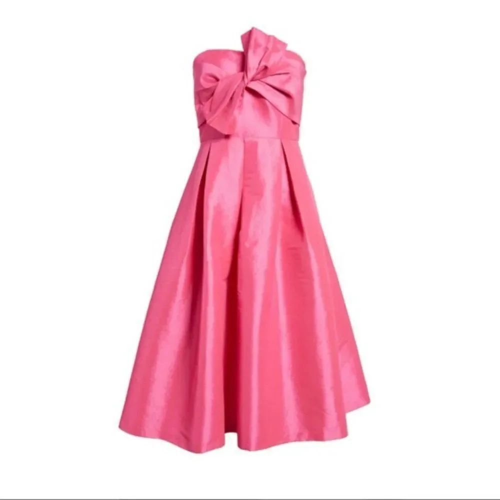 1901 Bow Front Strapless Taffeta Cocktail Dress size Large in Pink